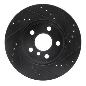 Mini Cooper Brake Rotor (1) - Front Left - R1 Concepts - Drilled & Slotted - Black - `14-`24